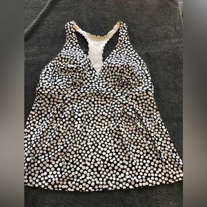 Womens Lands End Black & White Tankini, Size 16.